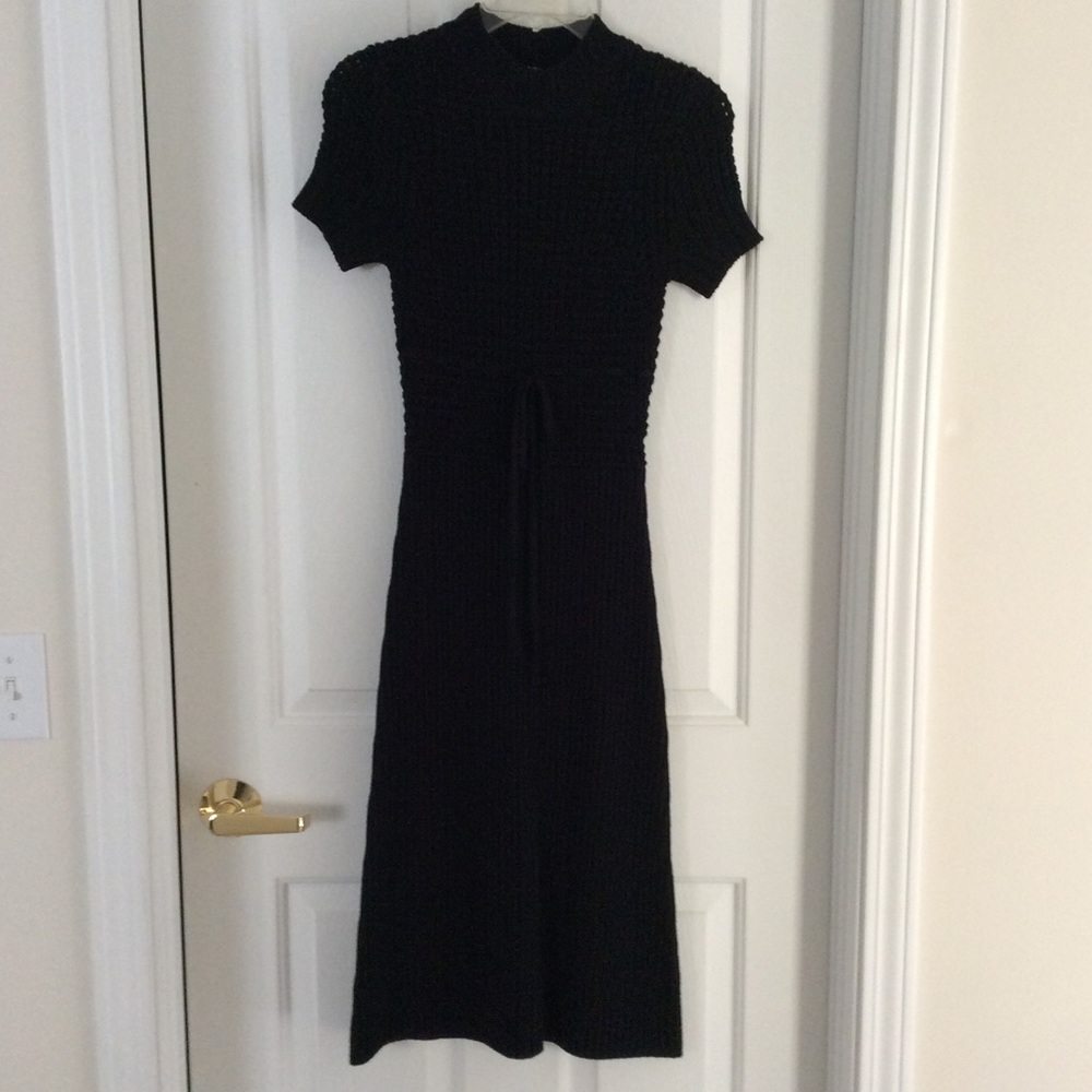Classic black knit short sleeve dress